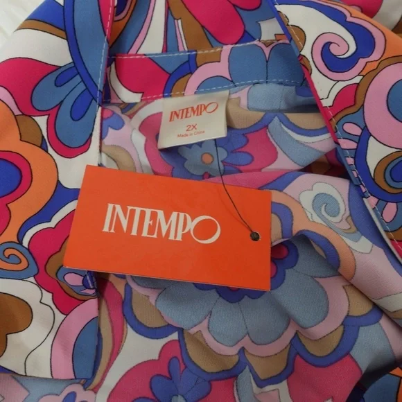 Intempo Women's midi wrap multicolor dress resort wear plus size 2X NWT - Picture 7 of 11